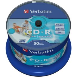 CD-R VERBATIM 700MB, 80min, viteza 52x, 50 buc, spindle, printabil, AZO Wide Inkjet Printable 43438