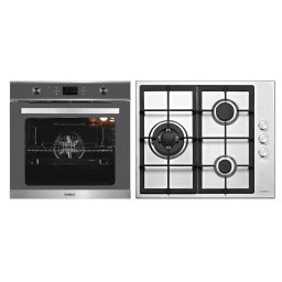 Pachet Samus V5 Cuptor incorporabil Samus SC626GDX9 GRAY, Electric, 75 L, Ventilator cu aer cald, 9 functii de preparare + Plita incorporabila Samus PSG-63SX1, Gaz, 3 arzatoare, Arzator Wok, Aprindere electrica, Inox