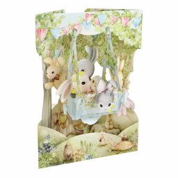 Felicitare 3D, Santoro, Swing Card, Pop-up, design Iepuras