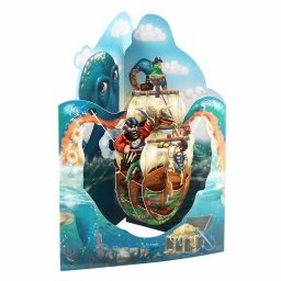 Felicitare 3D, Santoro, Swing Card, Pop-up, design Corabia Piratilor