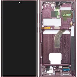 Piese si componente Display cu Touchscreen Samsung Galaxy S22 Ultra 5G S908, cu Rama, Visiniu, Service Pack GH82-27488B