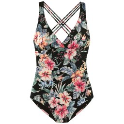 LASCANA Costum de baie întreg verde / portocaliu / roz / negru