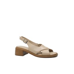 Sandale damă cu toc bloc Anna Viotti bej nude din piele naturală GOR916-38 EU