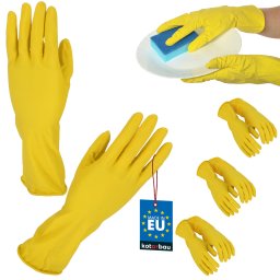 Mănuși utilitare din latex de cauciuc galben flocat mărimea s set de 3 buc.