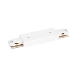 Conector drept pentru corpuri de iluminat în sistem de șină monofazic + sursă de alimentare, alb