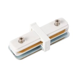 Conector drept pentru corpuri de iluminat în sistem de șină monofazic alb