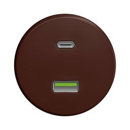 Kliklap - Priză USB retro A+C fără ramă, maro