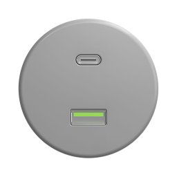 Kliklap - Priză USB retro A+C fără ramă, gri