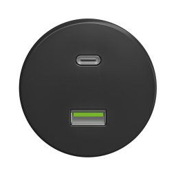 Kliklap - Priză USB retro A+C fără ramă, antracit