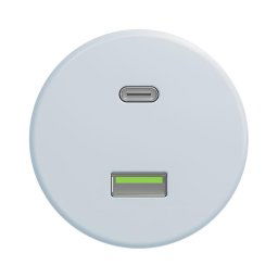 Kliklap - Priză USB retro A+C fără ramă, albastru