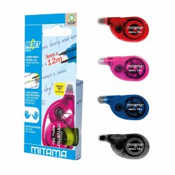 Banda corectoare Mitama Reset, 12 m x 5 mm, ergonomica, utilizare ambidextra, diverse culori