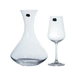 SANDRA - Pahare vin si decanter sticla cristalina Bohemia 350 ml + 1500 ml (set 7 bucati)