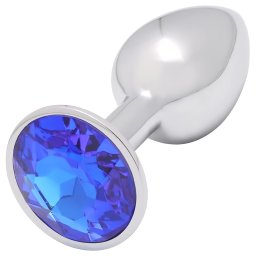 Sunfo - dop anal din metal cu piatră albastră (argintiu)