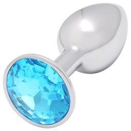 Sunfo - dop anal din metal cu piatră albastru deschis (argintiu)