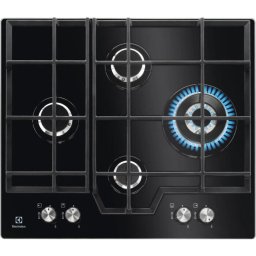 Plita incorporabila Electrolux KGG6456K, Gaz, 4 arzatoare, Aprindere electrica, Arzator Wok, Dispozitiv de siguranta, Gratare fonta, 60 cm, Sticla neagra