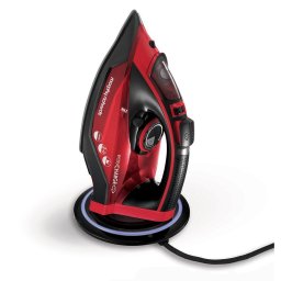 Fier de calcat, Morphy Richards, EasyCharge, Cordless, 2400W, 30g/min, 1300 g debit abur continuu, capacitate rezervor 350 ml, functionare fara cablu, Rosu/Negru