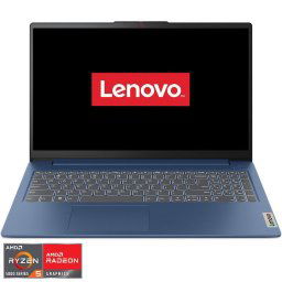 Laptop Lenovo IdeaPad Slim 3 15ABR8, Procesor AMD Ryzen™ 5 5625U pana la 4.3GHz, Display 15.6'', Full HD, Memorie 8GB DDR4 RAM, SSD 512GB, AMD Radeon™ Graphics, Free DOS, Albastru,