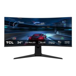 Monitor LED TCL Gaming 34R83Q Curbat 34 inch UWQHD QD-Mini LED 1 ms 170 Hz USB-C HDR FreeSync Premium & G-Sync Compatible, Negru