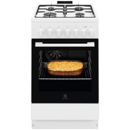 Aragaz Electrolux, Mixt, 4 arzatoare , Siguranta plita, Aprindere integrata, Cuptor electric, SteamBake, AirFry, Timer, Grill electric, Clasa A, 50 cm, Alb