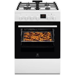 Aragaz Electrolux LKK660220W, Mixt, 4 arzatoare , Siguranta plita, Aprindere integrata, Cuptor electric, Plus Steam, AirFry, Timer, Grill electric, Clasa A, 60 cm, Alb