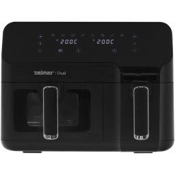 Friteuza cu aer cald multifuctionala Zelmer Dual ZAF9000 , 2700W , capacitate 9 l, 8 programe de gatire, timer 60 min, Negru