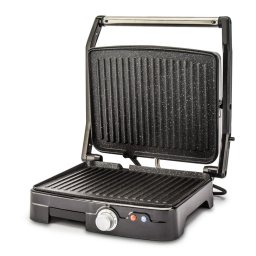 Grill electric Zelmer ZPR2000, putere de 2200 W, suprafata antiaderenta, 29x23 cm, deschidere 180 grade, termostat reglabil, tava pentru grasimi, maner la atingere rece