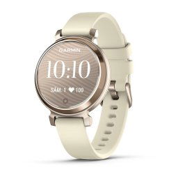 Ceas Garmin Lily 2, display AMOLED, memorie 8GB, autonomie pana la 5 zile, rezistanta la apa, curea silicon, Crem auriu