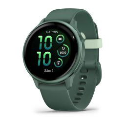 Ceas Garmin vívoactive 6 display AMOLED, memorie 8GB, autonomie pana la 11 zile, rezistant la apa, curea din silicon, Verde