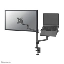 Suport birou dublu pentru monitor si laptop Neomounts DS20-425BL2, Diagonala monitor 17-27", Diagonala laptop 11,6″ – 17,3″, VESA 75x75~100x100, Greutate maxima monitor 8 kg, Negru
