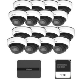 Kit Camera Supraveghere IP Mini Dome MILESIGHT TECHNOLOGY, 2MP Lentila 2.8mm IR 30m + NVR 16 canale
