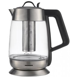 Fierbator electric Heinner HEK-TF18GX, 2000 W, 1.8 litri, filtru de ceai, 5 setari de temperatura, inox - sticla