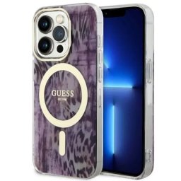 Husa Guess GUHMP14XHLEOPWP iPhone 14 Pro Max 6.7" pink/pink hardcase Leopard MagSafe