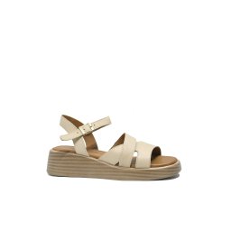 Sandale Anna Viotti bej din piele naturală, cu talpa ortopedică GOR300-38 EU
