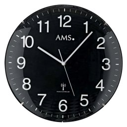 Ceas de perete AMS 5959, Quartz, Negru, Analogic, Modern