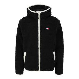Tommy Jeans Jachetă fleece negru / alb