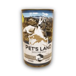 Hrana umeda premium pentru caini cu porc si peste, Pet s Land, 1240 g