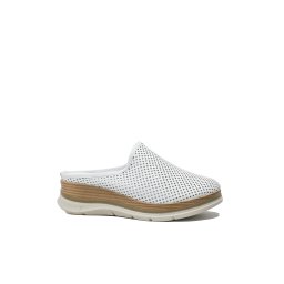 Saboți damă Anna Viotti wedge, albi, perforați, din piele naturală GORH2991-38 EU
