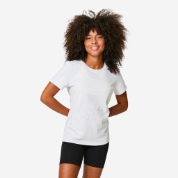 Tricou fitness din bumbac provenit din material reciclat Gri Damă