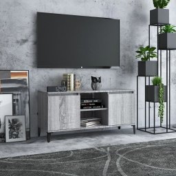Comoda TV cu picioare metalice, sonoma gri, 103,5x35x50 cm GartenMobel Dekor