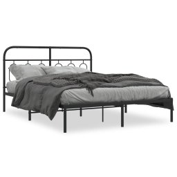 Cadru de pat metalic cu tablie, negru, 150x200 cm GartenMobel Dekor