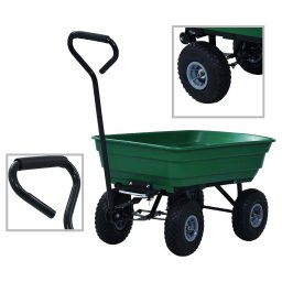 Carucior manual de gradina basculabil, verde, 300 kg, 75 L GartenMobel Dekor