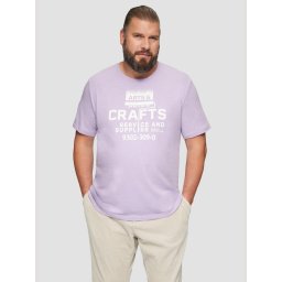 s.Oliver Big Sizes Tricou barbati big sizes cu imprimeu text si decolteu la baza gatului, Lila (SELECTATI MARIMEA: 4XL)