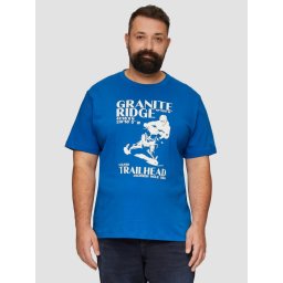 s.Oliver Big Sizes Tricou barbati big sizes la baza gatului din bumbac, cu imprimeu Grafic si croiala Regular fit, Albastru (SELECTATI MARIMEA: 2XL)