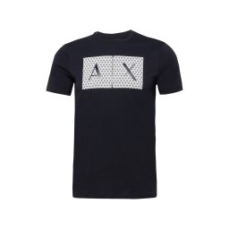 ARMANI EXCHANGE Tricou albastru închis / alb