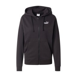 PUMA Bluză cu fermoar sport 'Ess No. 1' negru / alb murdar