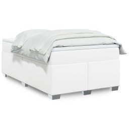 Pat box spring cu saltea, alb, 120x190 cm, piele ecologica GartenMobel Dekor