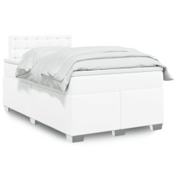 Pat box spring cu saltea, alb, 120x190 cm, piele ecologica GartenMobel Dekor