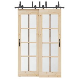 Set feronerie pentru usi glisante, negru, 152,5 cm, otel GartenMobel Dekor