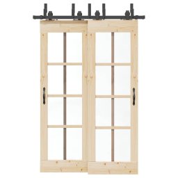 Set feronerie pentru usi glisante, negru, 152,5 cm, otel GartenMobel Dekor