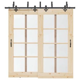 Set feronerie pentru usi glisante, negru, 213,5 cm, otel GartenMobel Dekor